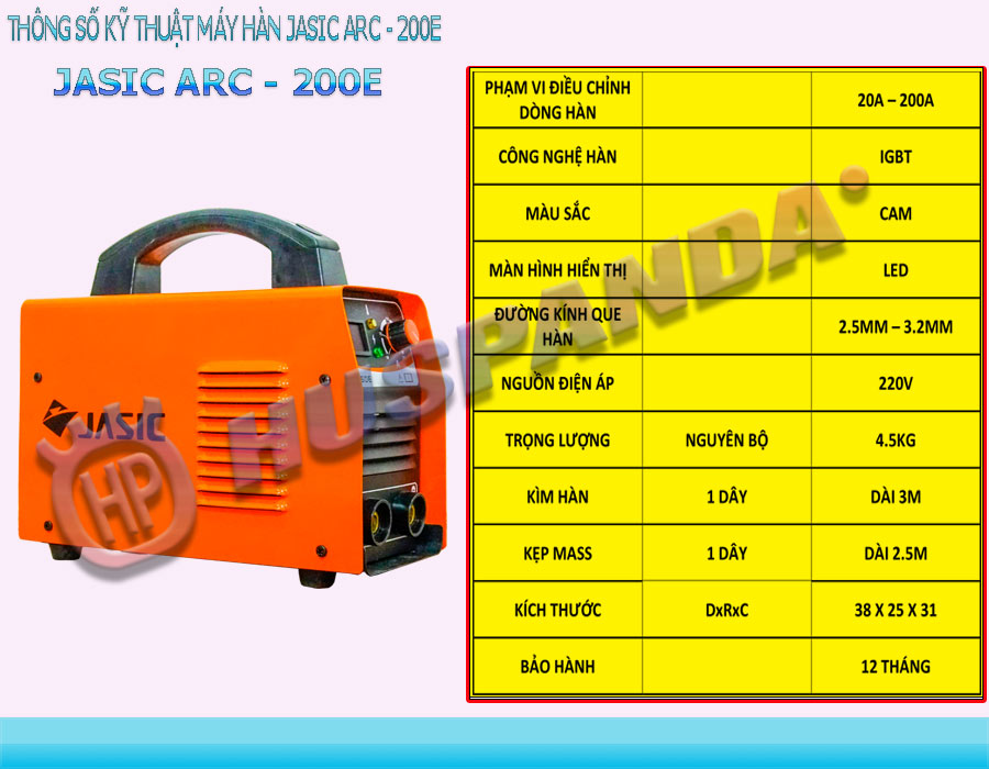 Thông số kỹ thuật máy hàn Jasic ARC 200E